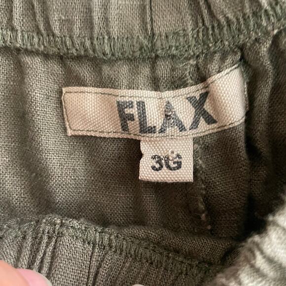 FLAX Army Green Women's Baggy Wide Leg Ankle Pants 100% Linen Size 3X Lagenlook - Picture 7 of 14